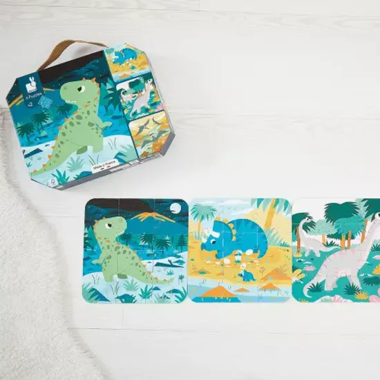 Janod speelgoed Janod - 4 Puzzles Dinosaures (6-9-12-16PCS)