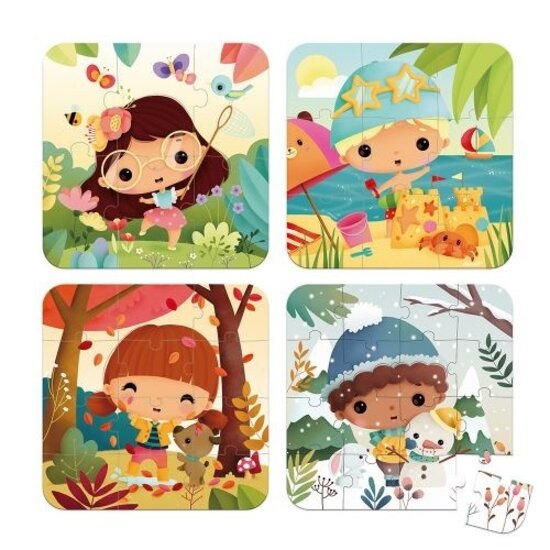 Janod speelgoed Janod - 4 Puzzles Les 4 Saisons (6-9-12-16PCS)
