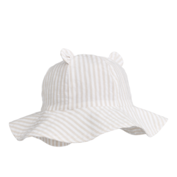 Liewood Amelia Seersucker Sun Hat With Ears Stripes Crisp White/Sandy