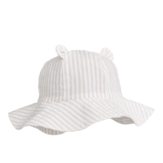 Liewood Liewood Amelia Seersucker Sun Hat With Ears Stripes Crisp White/Sandy