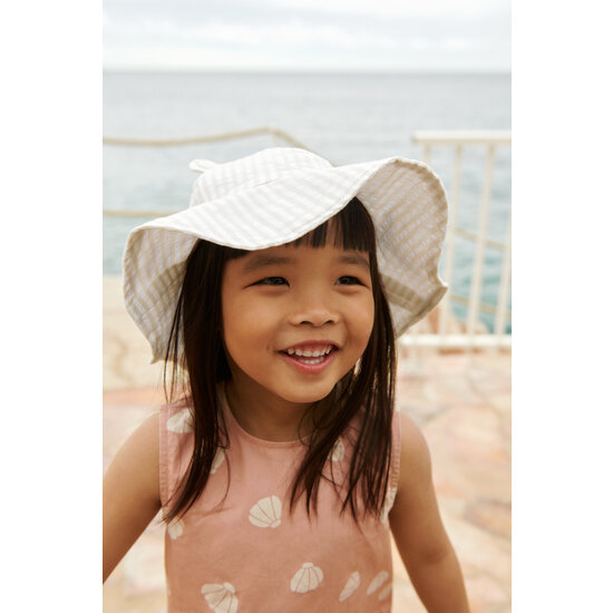 Liewood Liewood Amelia Seersucker Sun Hat With Ears Stripes Crisp White/Sandy