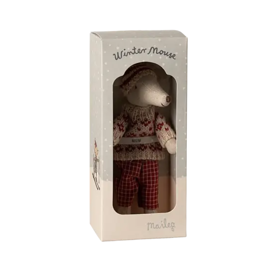 Maileg Maileg | souris d'hiver avec kit de ski mère - Red