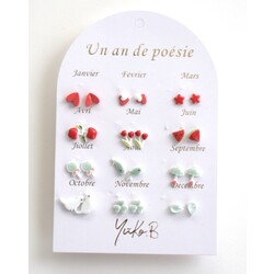 Yoku B | Boucles d'oreilles Rouge/Eau