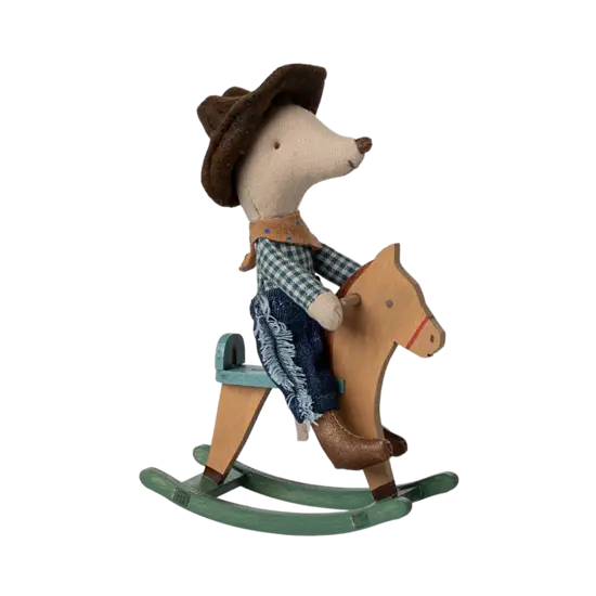 Maileg Maileg |  Souris cow-boy sur cheval à bascule, Petit frère