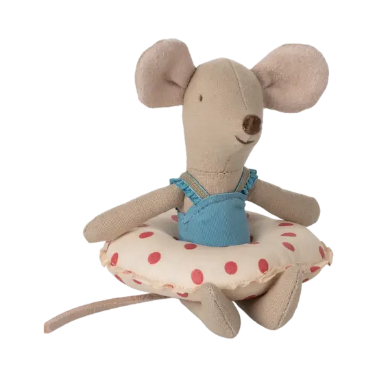 Maileg Maileg |  Souris de plage avec flotteur, Petite sœur - Point rouge