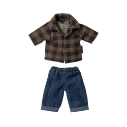 Maileg |  Chemise et pantalon à carreaux bruns, papa souris