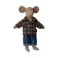 Maileg Maileg |  Chemise et pantalon à carreaux bruns, papa souris