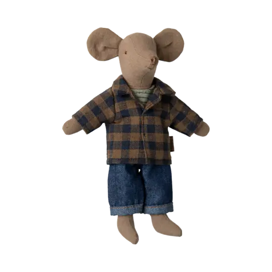 Maileg Maileg |  Chemise et pantalon à carreaux bruns, papa souris