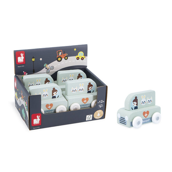 Janod speelgoed Janod | Cross Roads - Camion vétérinaire en bois Vallée blanche