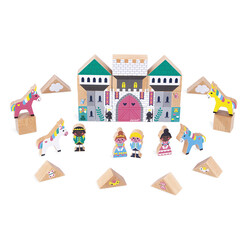 Janod | Cross Roads - Set de 37 cubes en bois Royaume enchanté