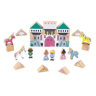 Janod | Cross Roads - Set de 37 cubes en bois Royaume enchanté