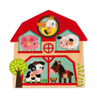 Janod | Puzzle musical Copains Ferme 5 pcs (bois)