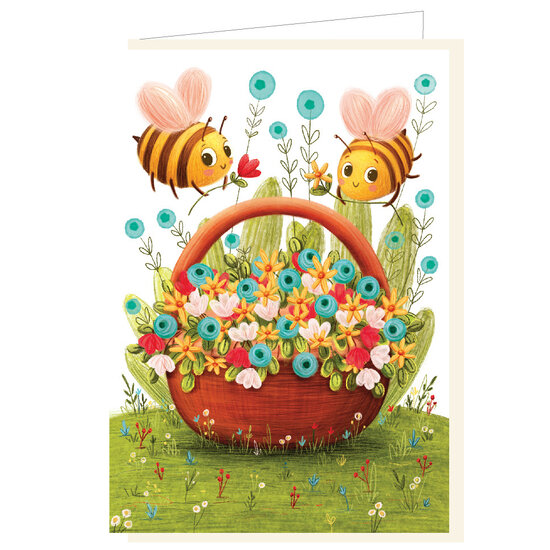 Mail-Box Mail-Box | Carte de vœux Barbara Denef Abeilles dans le panier de fleurs