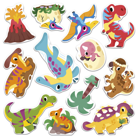 Janod speelgoed Janod | Coffret Créatif Stickers Epais Repositionnables Dinos - 2 ans