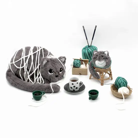 Les déglingos | Les Ptipotos - Peluche Miaou maman et son bébé vert menthe