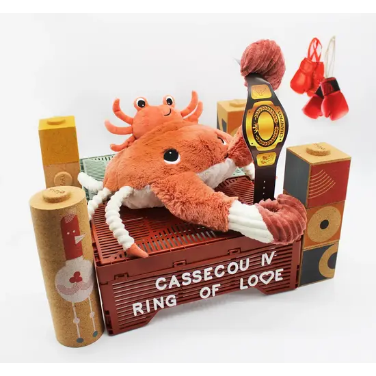 Les déglingos | Les Ptipotos - Peluche Cassecou la maman crabe et son bébé en terre cuite