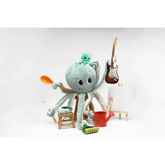 Les déglingos | Les Ptipotos - Peluche Filou la pieuvre maman et son bébé menthe