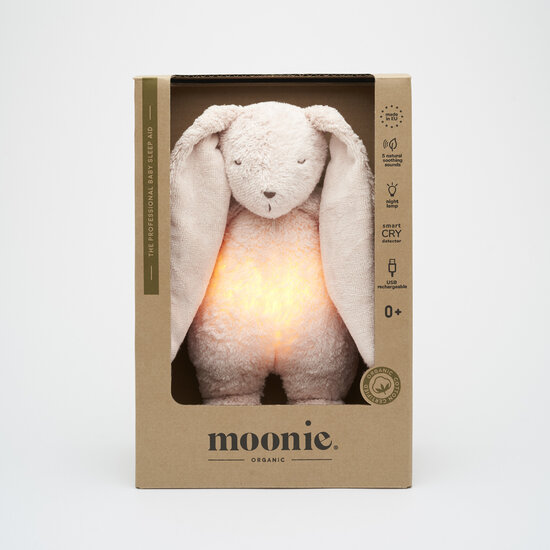 Moonie Moonie 2.0 | Rose - Lapin chantant bio avec lampe