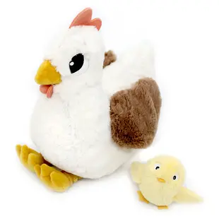 Les déglingos | Les Ptipotos - Peluche Pioupiou poule blanche maman et son bébé