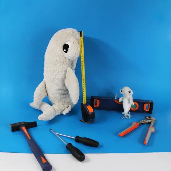 Les déglingos | Les Ptipotos - Peluche Clou le requin marteau maman et son bébé gris