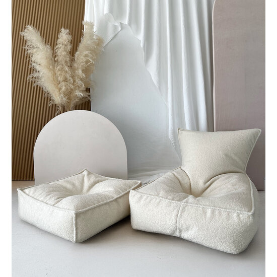 Moje Moje | Bouclé Ottoman -carré - Crème