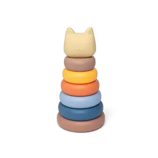 Little L | Tour d'empilage Chat beige et bleu