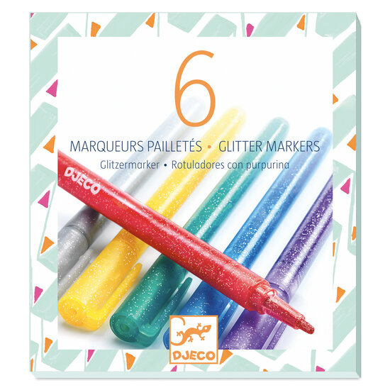 Djeco Magnifique étui de 6 marqueurs paillettés - Djeco