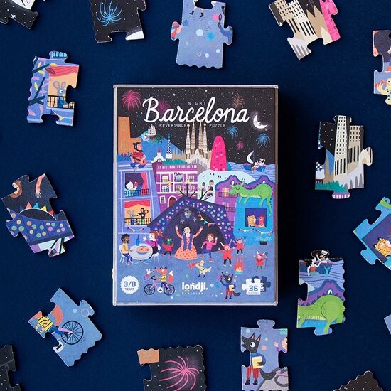 Londji Londji Puzzle réversible Nuit et jour à Barcelone 36 pièces
