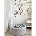 Moje Moje | Piscine à balles Teddy - Gris 90 x 40 cm + balles