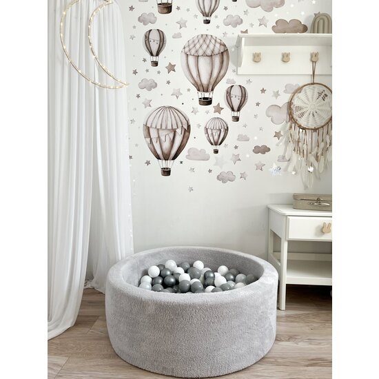 Moje Moje | Piscine à balles Teddy - Gris 90 x 40 cm + balles