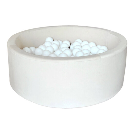 Moje Moje | Piscine à balles en velours - Crème 90 x 30 cm + balles