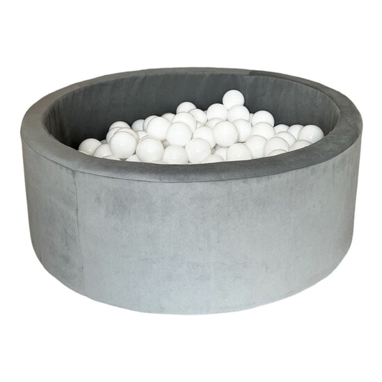 Moje Moje | Piscine à balles en velours - Gris 90 x 30 cm + balles