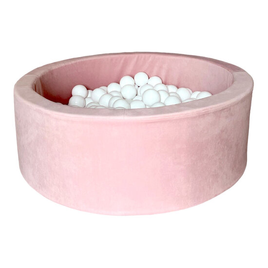 Moje Moje | Piscine à balles en velours - Rose 90 x 30 cm + balles