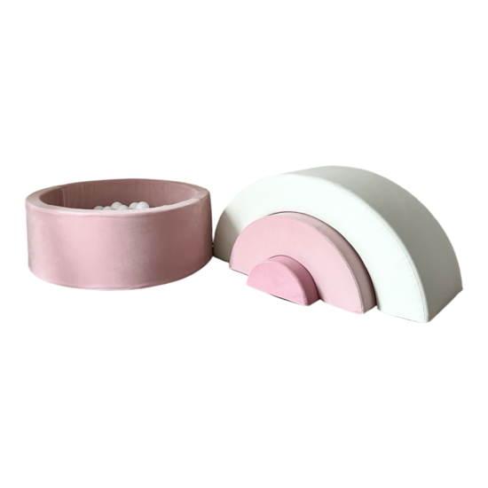 Moje Moje | Set de jeu arc-en-ciel   + piscine à balles - Rose 90 x 30 cm + 200 balles