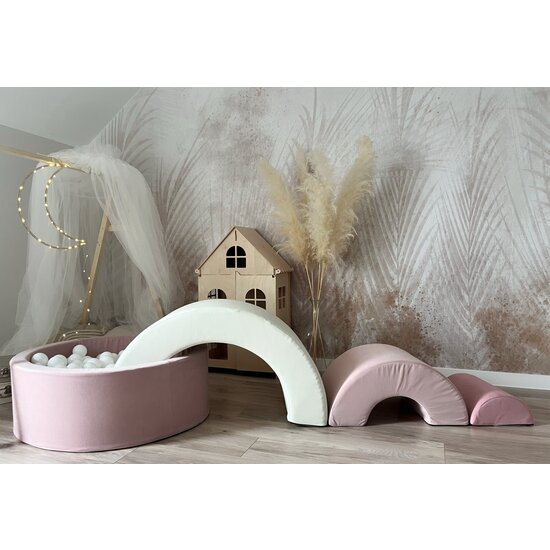 Moje Moje | Set de jeu arc-en-ciel   + piscine à balles - Rose 90 x 30 cm + 200 balles