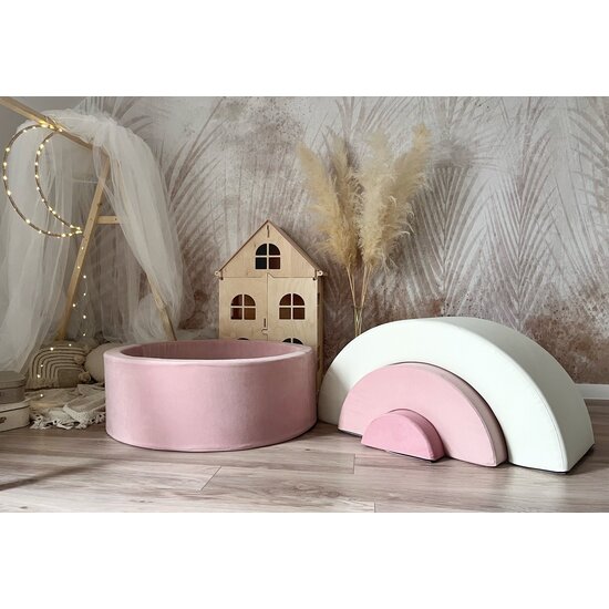 Moje Moje | Set de jeu arc-en-ciel   + piscine à balles - Rose 90 x 30 cm + 200 balles