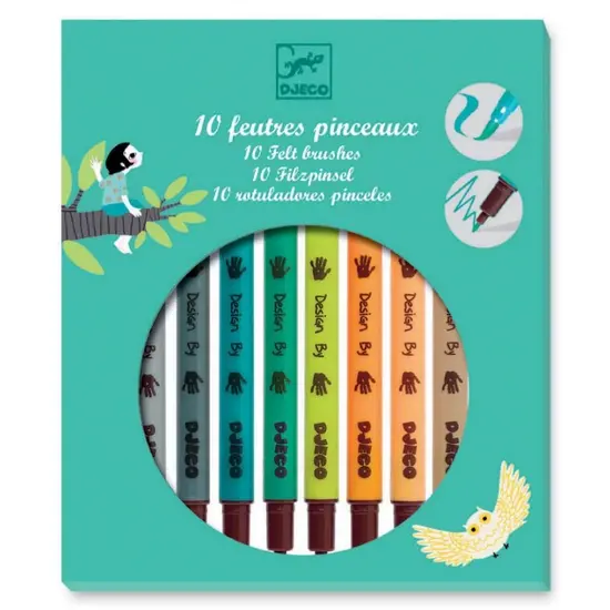 Djeco Djeco | 10 Feutres Pinceaux - Couleurs Tertiaires