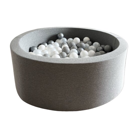 Moje Moje | Piscine à balles en coton - Gris 90 x 30 cm + balles
