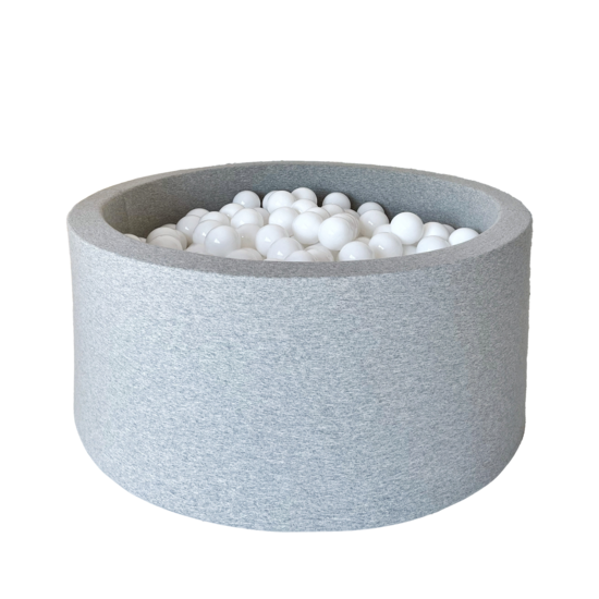 Moje Moje | Piscine à balles en coton - Gris clair 90x40 cm  + Balles