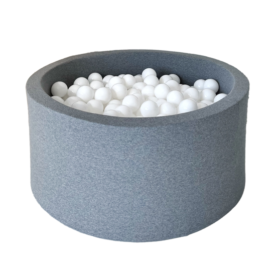 Moje Moje | Piscine à balles en coton - Gris 90x40 cm + Balles