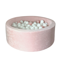 Moje | Piscine à balles en velours doux - Rose clair 90x30 cm + Balles