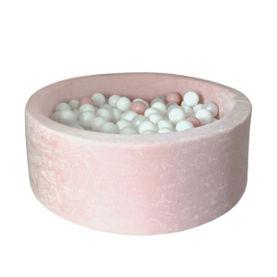 Moje | Piscine à balles en velours doux - Rose clair 90x30 cm + Balles