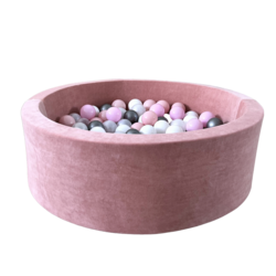 Moje | Piscine à balles en velours doux  - Rose framboise 90x30 cm + Balles