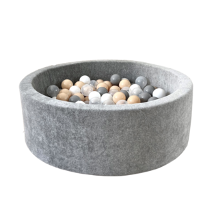 Moje | Piscine à balles en velours doux  - Gris 90x30 cm + Balles