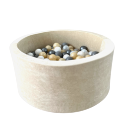 Moje | Piscine à balles en velours doux - Écru 90x40 cm + Balles