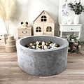 Moje Moje | Piscine à balles en velours doux - Gris 90x40 cm + Balles