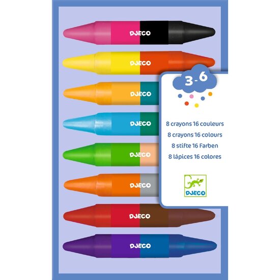 Djeco Crayons de cire double côtés 8 pièces - Djeco