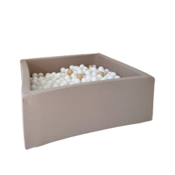 Moje | Piscine à balles carrée en coton - Beige 106x106x40 cm + Balles
