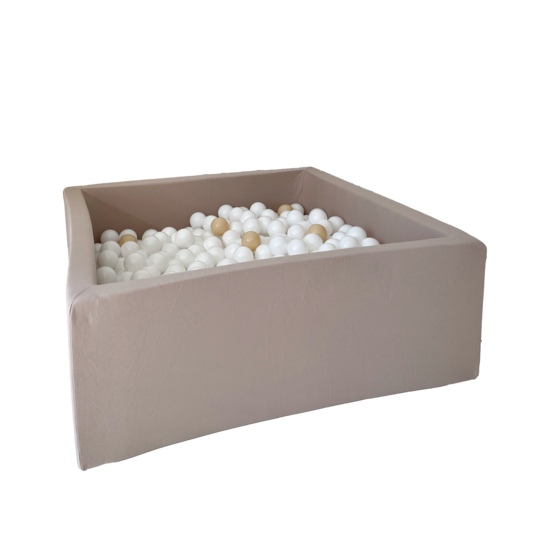 Moje Moje | Piscine à balles carrée en coton - Beige 106x106x40 cm + Balles