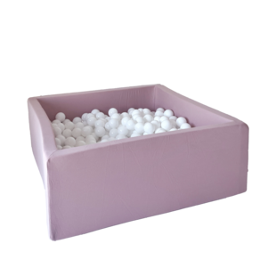 Moje | Piscine à balles carrée en coton - Rose 106x106x40 cm + Balles